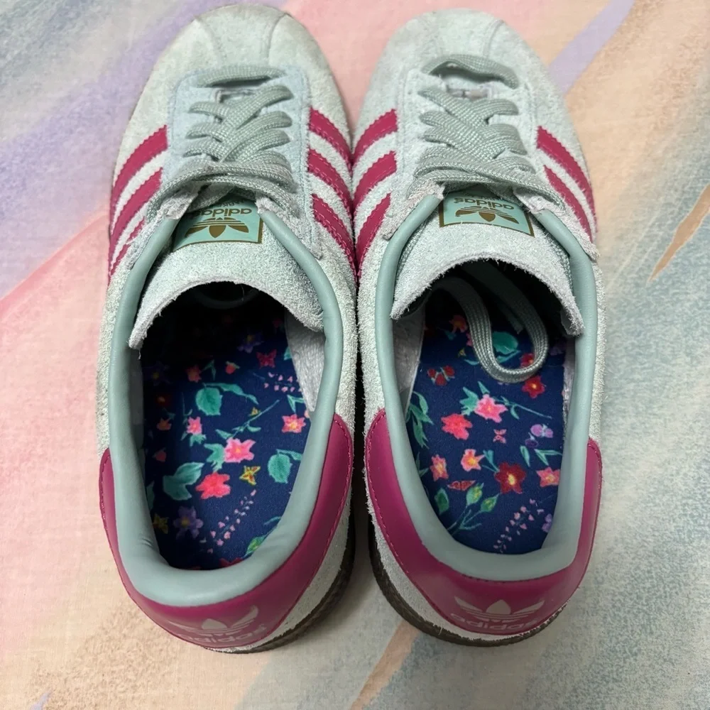 Adidas Munchen Hazy Green/pink Suede Casual Trainers men’s 5.5 / women’s 6.5